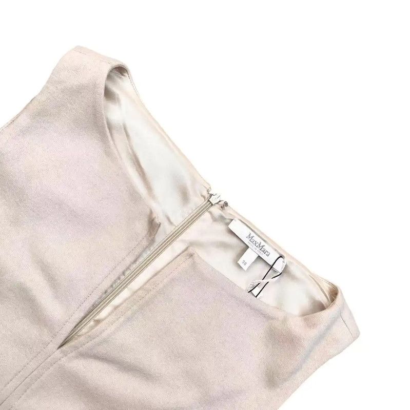 Max Mara MaxMara Beige Wool Sleeveless Dress 0089 Size ONE SIZE - 3 Thumbnail