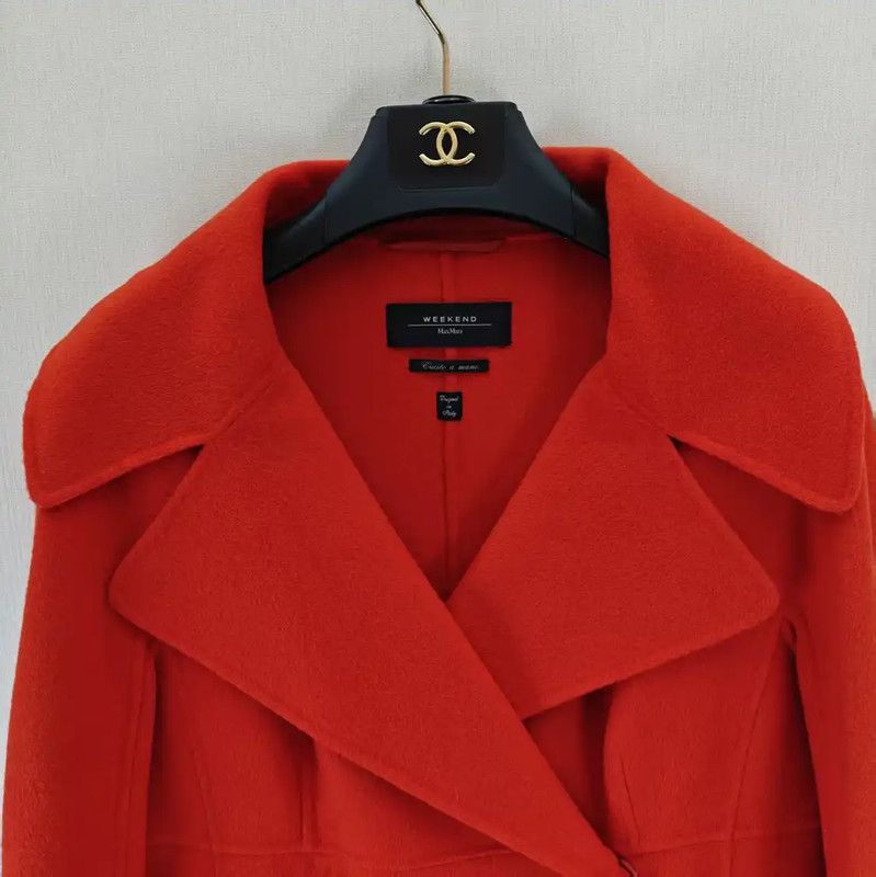 Max Mara MaxMara Red Wool Long Coat for Women 0089 Size L / US 10 / IT 46 - 3 Thumbnail