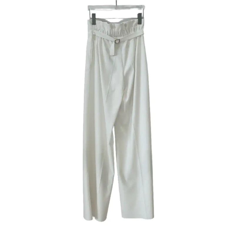 Max Mara MaxMara Elegant White Cotton Casual Pants 0089 Size 22" - 2 Thumbnail