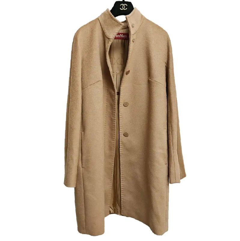 Max Mara MaxMara Beige Wool Mid-Length Coat for Women 0089 Size S / US 4 / IT 40 - 2 Thumbnail