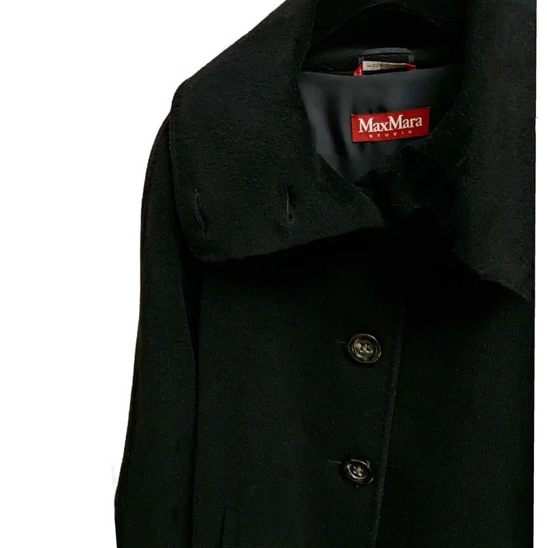 Max Mara MaxMara Women's Mid-Length Black Wool Coat 0089 Size M / US 6-8 / IT 42-44 - 3 Thumbnail
