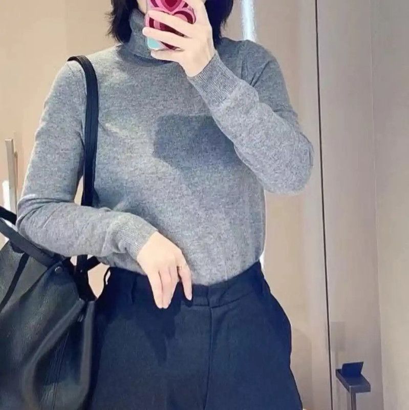 Max Mara MaxMara Gray Cashmere Turtleneck Sweater for Women 0089 Size L / US 10 / IT 46 - 5 Thumbnail