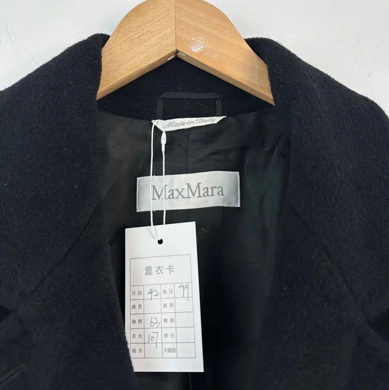 Max Mara MaxMara Black Wool Women's Coat 0089 Size L / US 10 / IT 46 - 3 Thumbnail