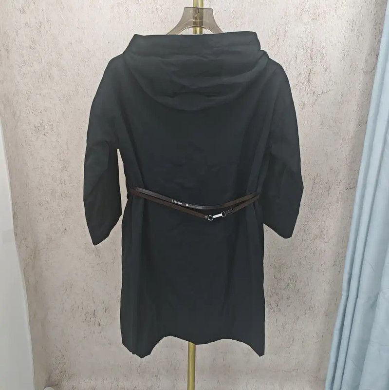 Max Mara MaxMara Women's Long Black Polyester Jacket 0089 Size M / US 6-8 / IT 42-44 - 7 Thumbnail