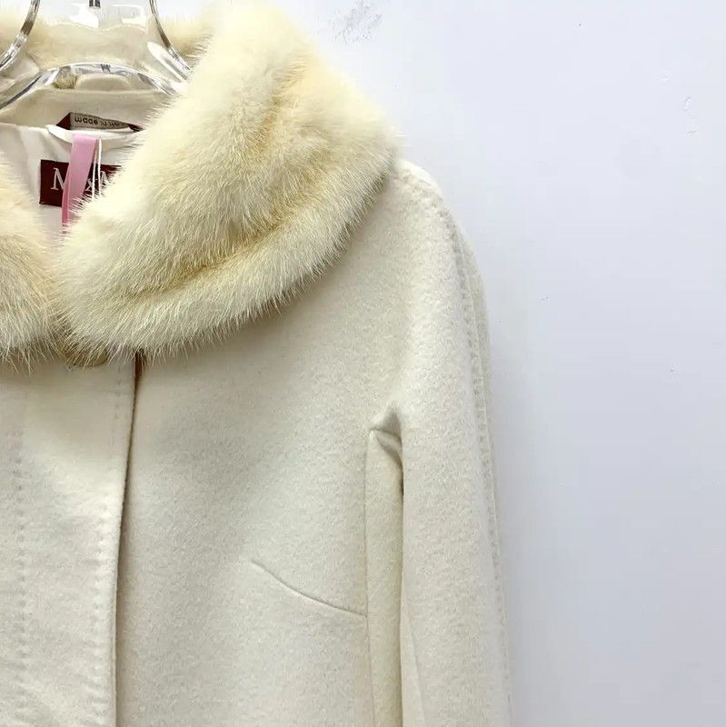 Max Mara MaxMara Beige Wool Women's Coat 0089 Size XS / US 0-2 / IT 36-38 - 3 Thumbnail