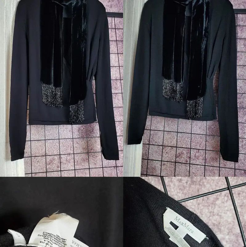 Max Mara MaxMara Black Wool Long Sleeve Sweater 0089 Size S / US 4 / IT 40 - 3 Thumbnail