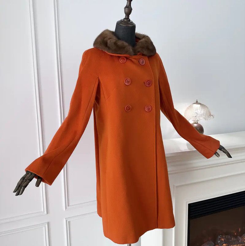 Max Mara MaxMara Orange Wool Ladies Coat 0089 Size L / US 10 / IT 46 - 3 Thumbnail