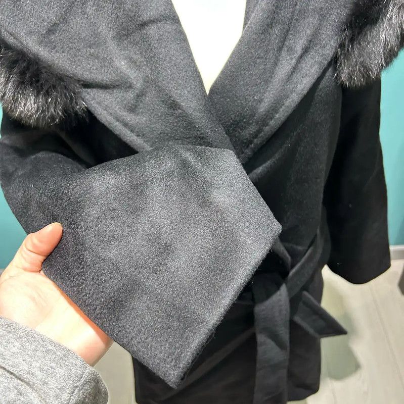 Max Mara MaxMara Black Cashmere Long Coat 0089 Size S / US 4 / IT 40 - 5 Thumbnail