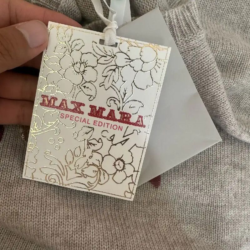 Max Mara MaxMara Gray Wool Sweater with Floral Embroidery 0089 Size L / US 10 / IT 46 - 4 Thumbnail