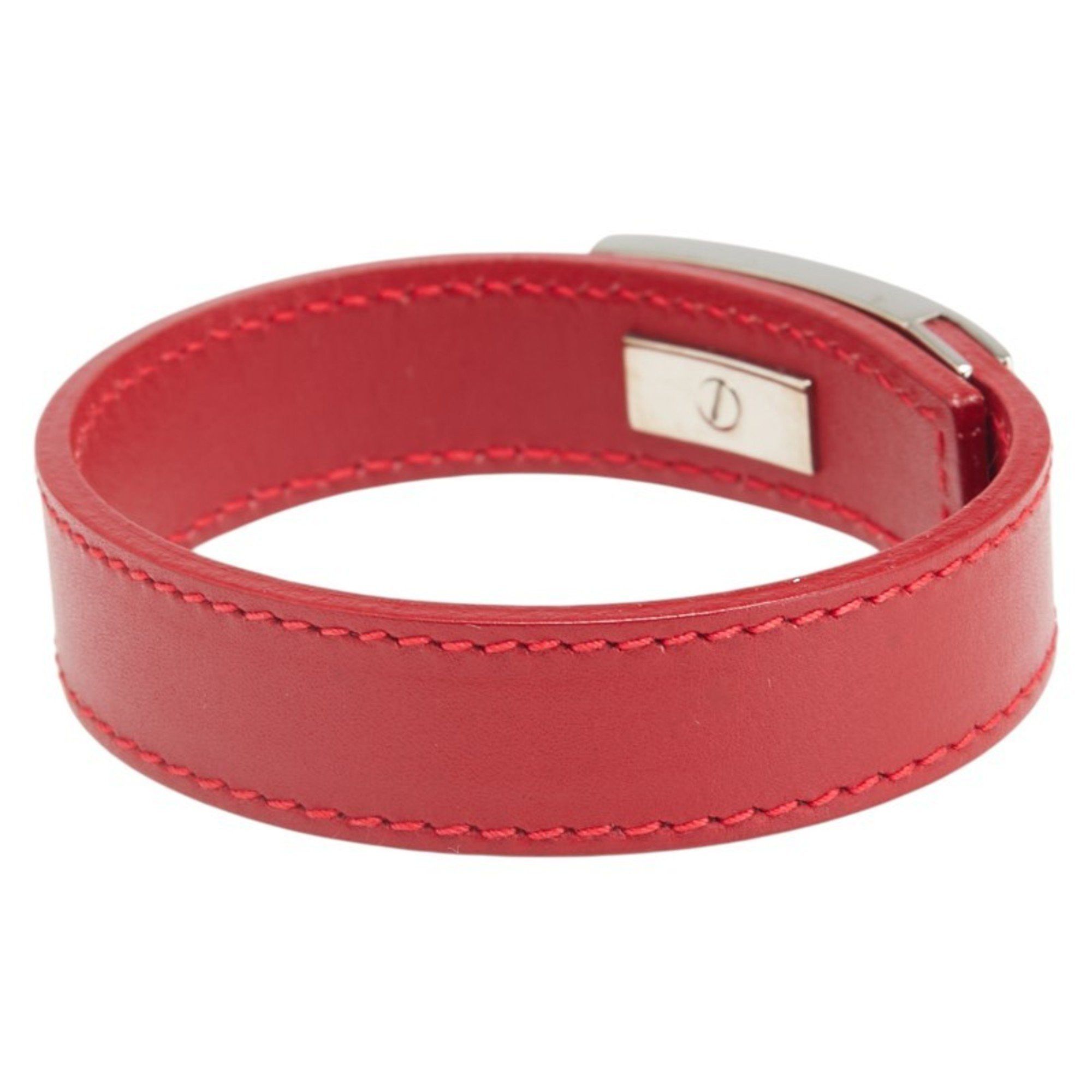 Salvatore Ferragamo Salvatore Ferragamo Gancini Bracelet in Red, Silver, Leather and Metal for Women Size ONE SIZE - 2 Thumbnail