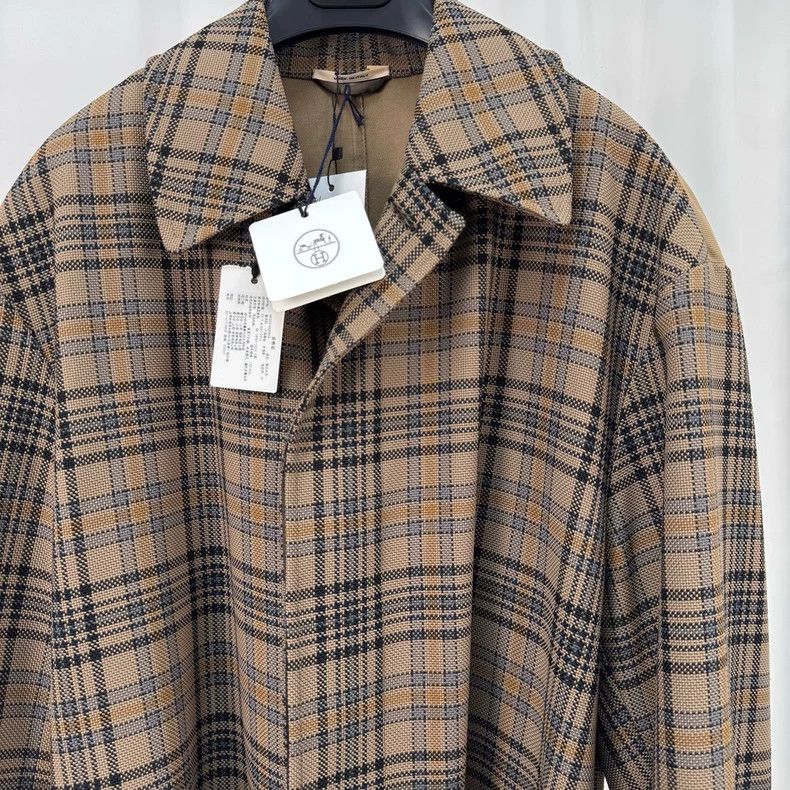 Hermes Hermes Plaid Trench Coat - dmc Size US L / EU 52-54 / 3 - 3 Thumbnail