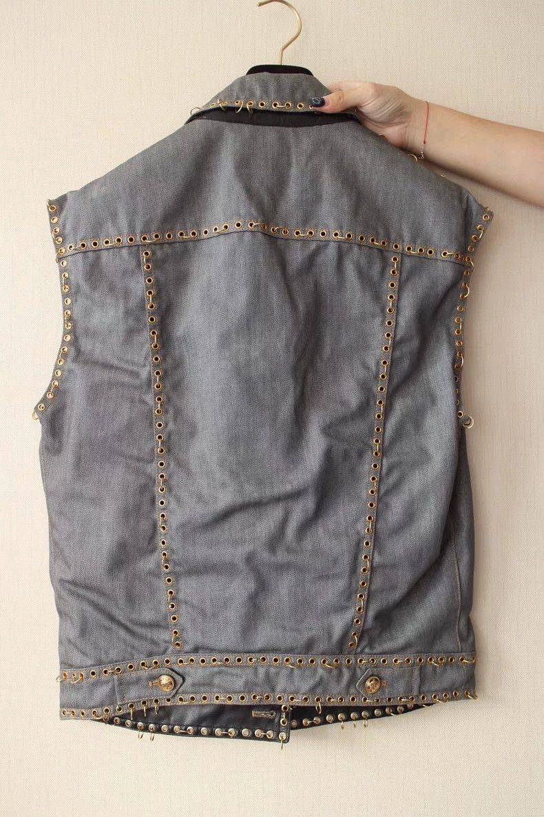 Versace VERSACE Punk Denim Leather Vest Jacket - dmc Size US XL / EU 56 / 4 - 3 Thumbnail