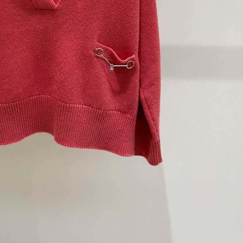 Hermes Hermes Solid V-Neck Cashmere Sweater - dmc Size US M / EU 48-50 / 2 - 2 Thumbnail