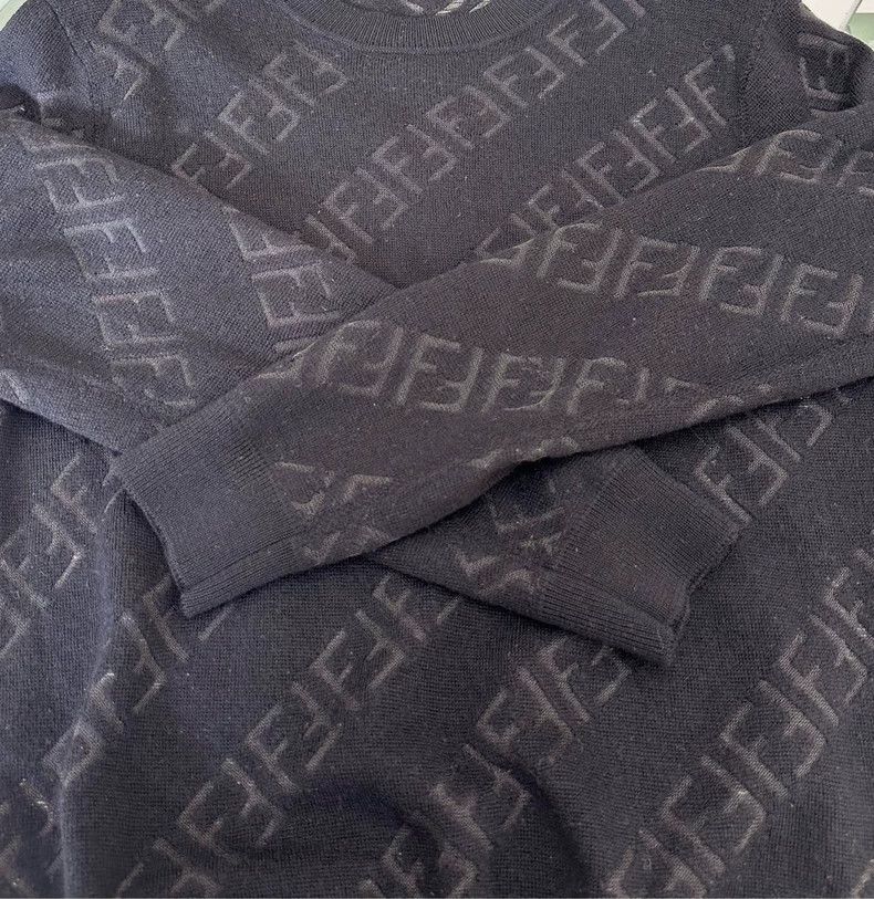 Fendi Fendi Velvet Logo Print Men's Sweater - dmc Size US M / EU 48-50 / 2 - 6 Thumbnail