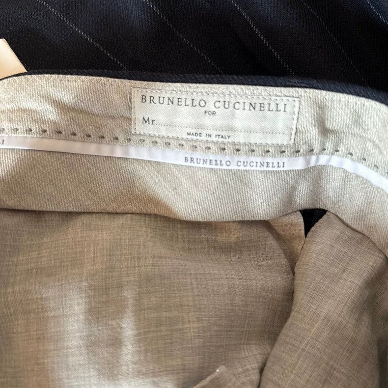 Brunello Cucinelli Brunello Cucinelli Men's Blue Striped Trousers - dmc Size US 31 - 7 Thumbnail