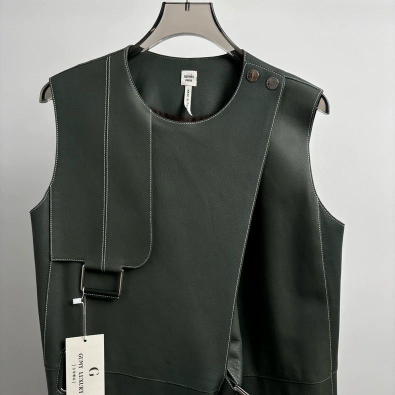 Hermes Hermes Grayish Green Leather Vest Size 36 - dmc Size US XXS / EU 40 - 6 Thumbnail
