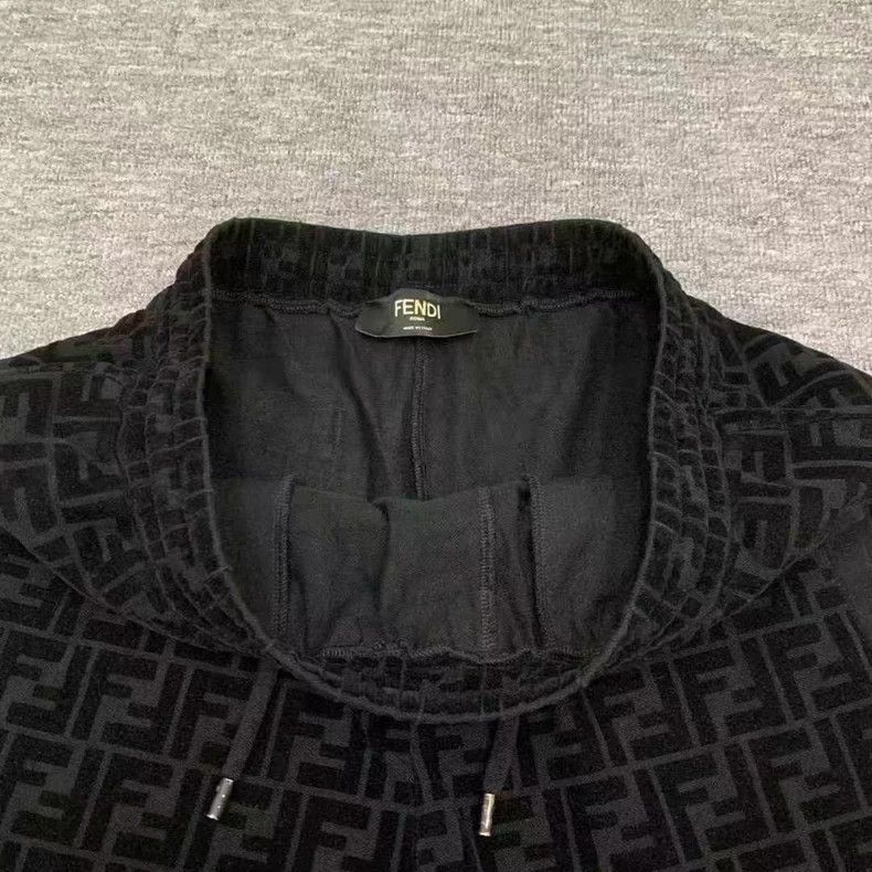 Fendi Fendi Black Flocked Monogram Shorts - dmc Size US 36 / EU 52 - 3 Thumbnail