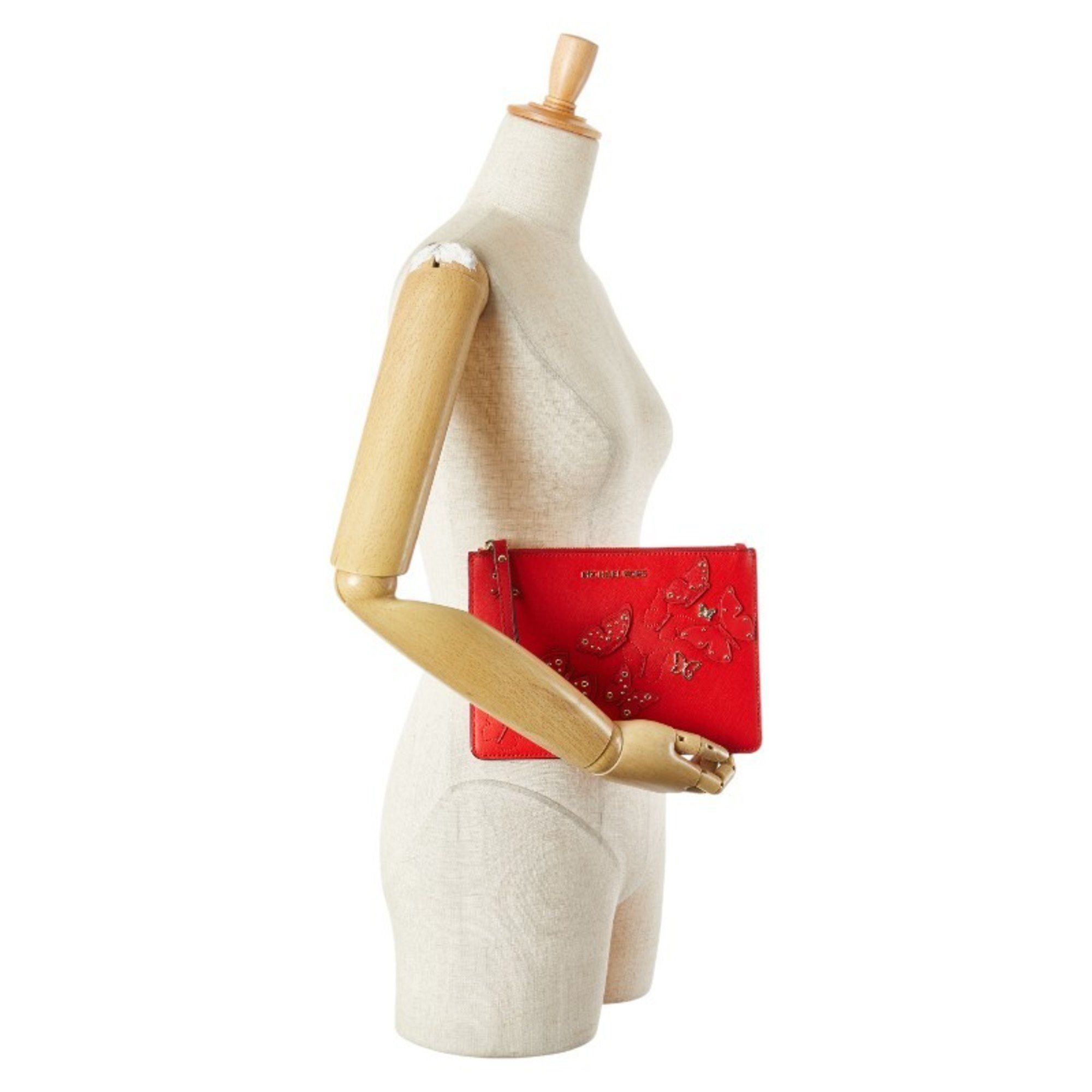 Michael Kors Michael Kors Butterfly Motif Clutch Bag/Second Bag Red Leather Women's Size ONE SIZE - 11 Thumbnail