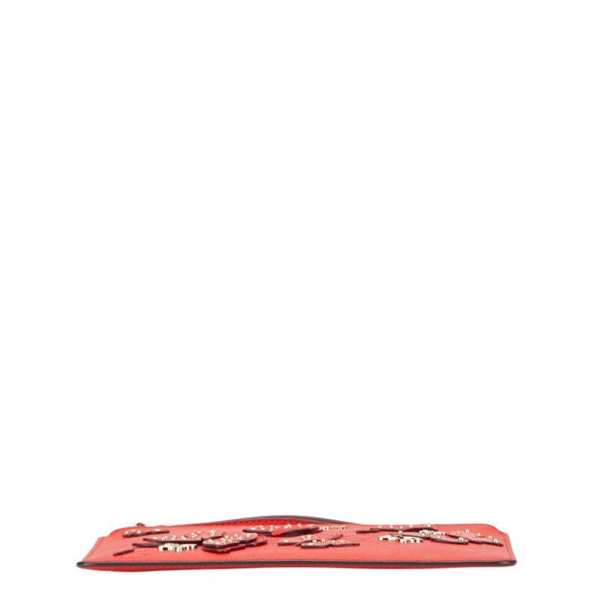 Michael Kors Michael Kors Butterfly Motif Clutch Bag/Second Bag Red Leather Women's Size ONE SIZE - 3 Thumbnail