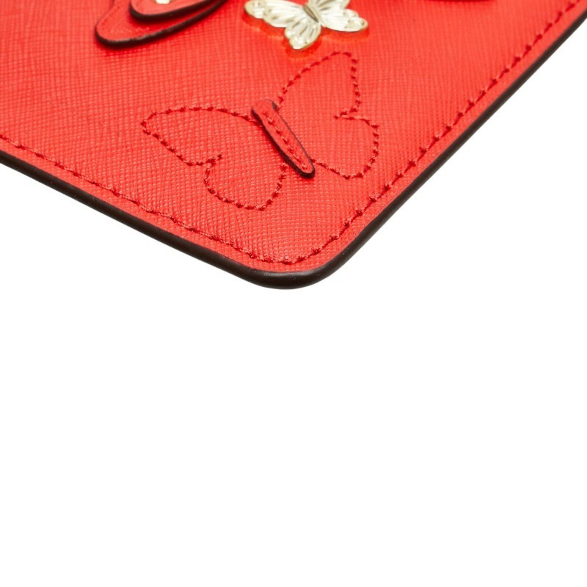 Michael Kors Michael Kors Butterfly Motif Clutch Bag/Second Bag Red Leather Women's Size ONE SIZE - 5 Thumbnail