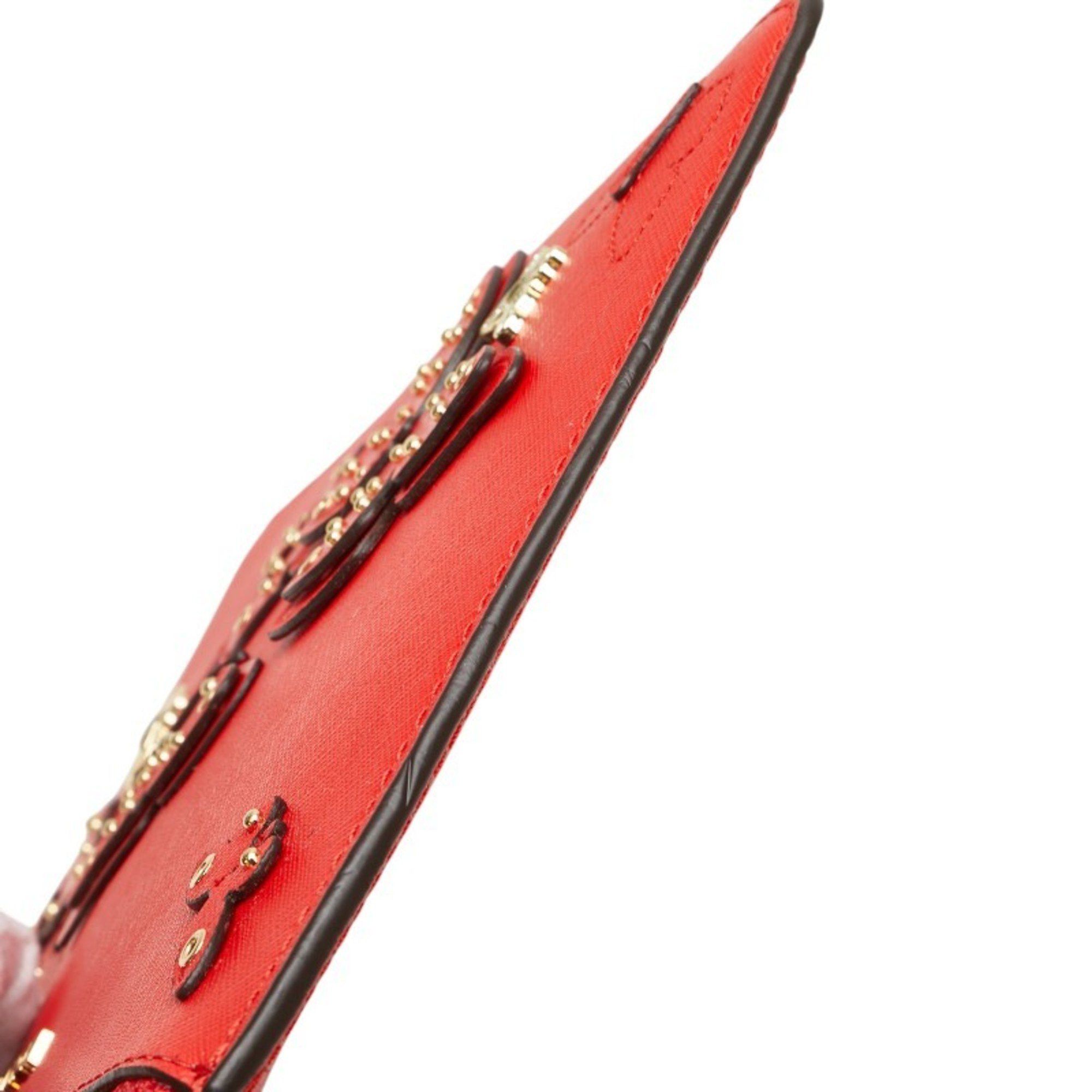 Michael Kors Michael Kors Butterfly Motif Clutch Bag/Second Bag Red Leather Women's Size ONE SIZE - 6 Thumbnail