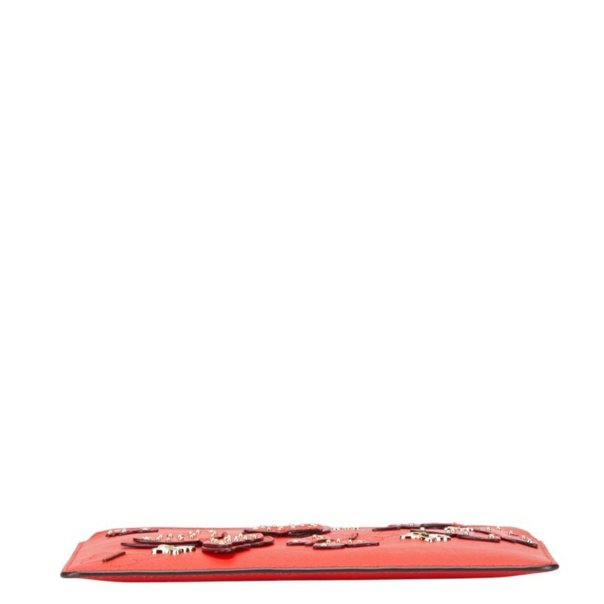 Michael Kors Michael Kors Butterfly Motif Clutch Bag/Second Bag Red Leather Women's Size ONE SIZE - 3 Thumbnail
