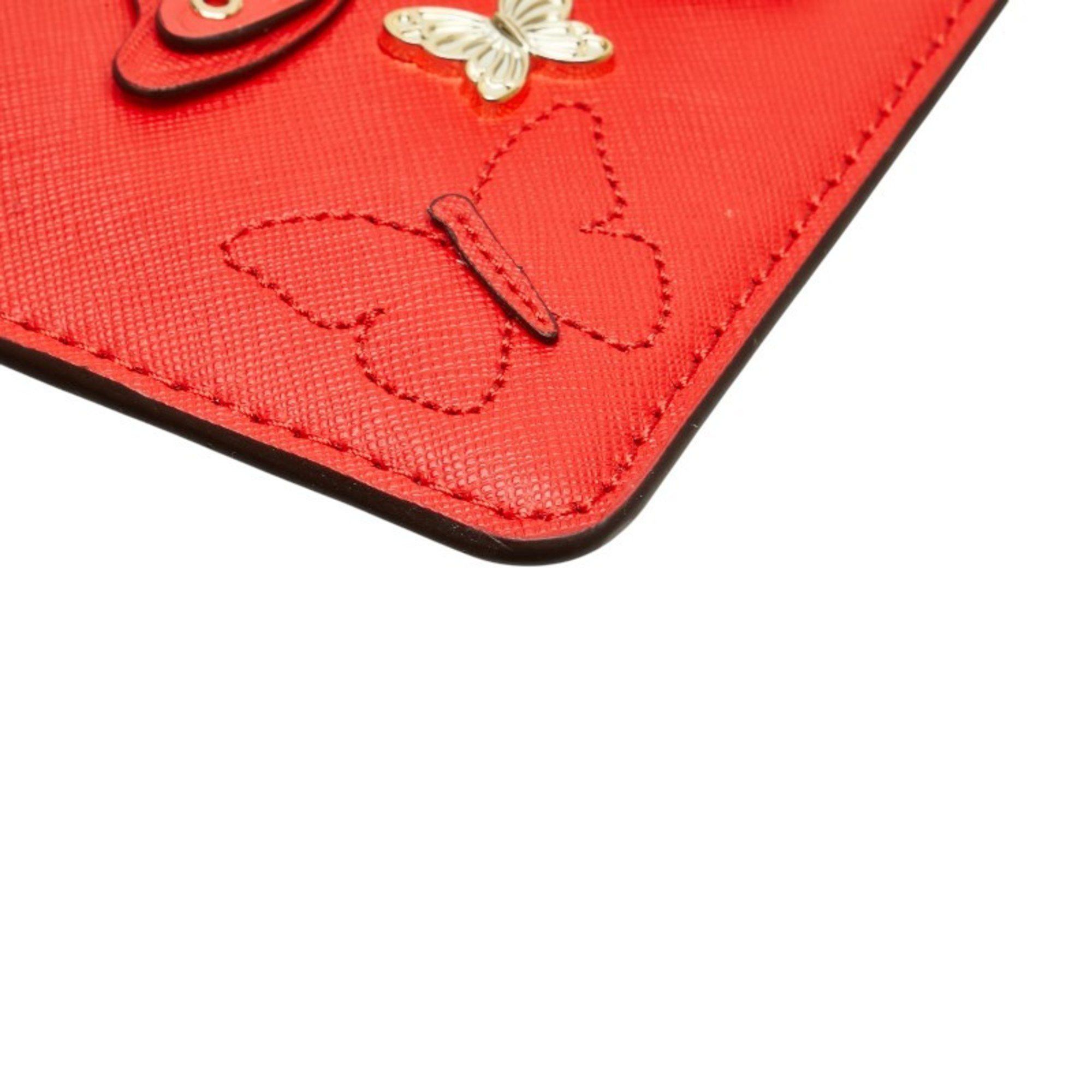 Michael Kors Michael Kors Butterfly Motif Clutch Bag/Second Bag Red Leather Women's Size ONE SIZE - 5 Thumbnail