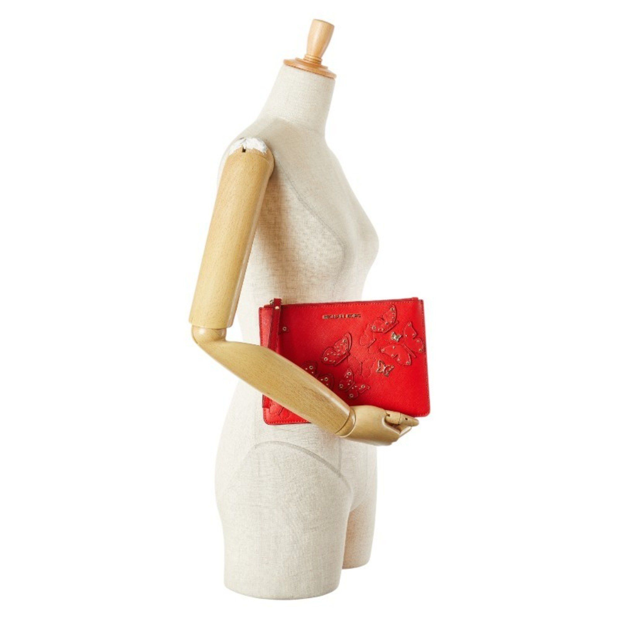 Michael Kors Michael Kors Butterfly Motif Clutch Bag/Second Bag Red Leather Women's Size ONE SIZE - 10 Thumbnail