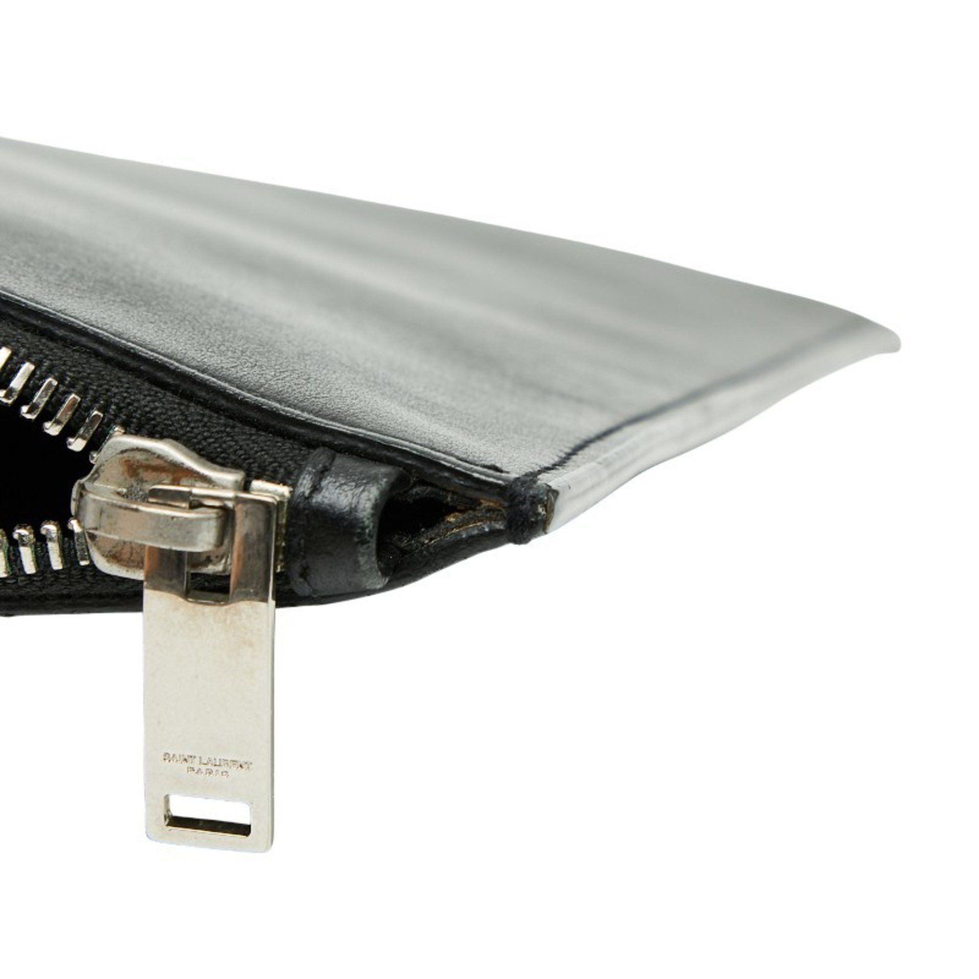Saint Laurent Paris Saint Laurent logo clutch bag in black and white leather for women. Size ONE SIZE - 6 Thumbnail