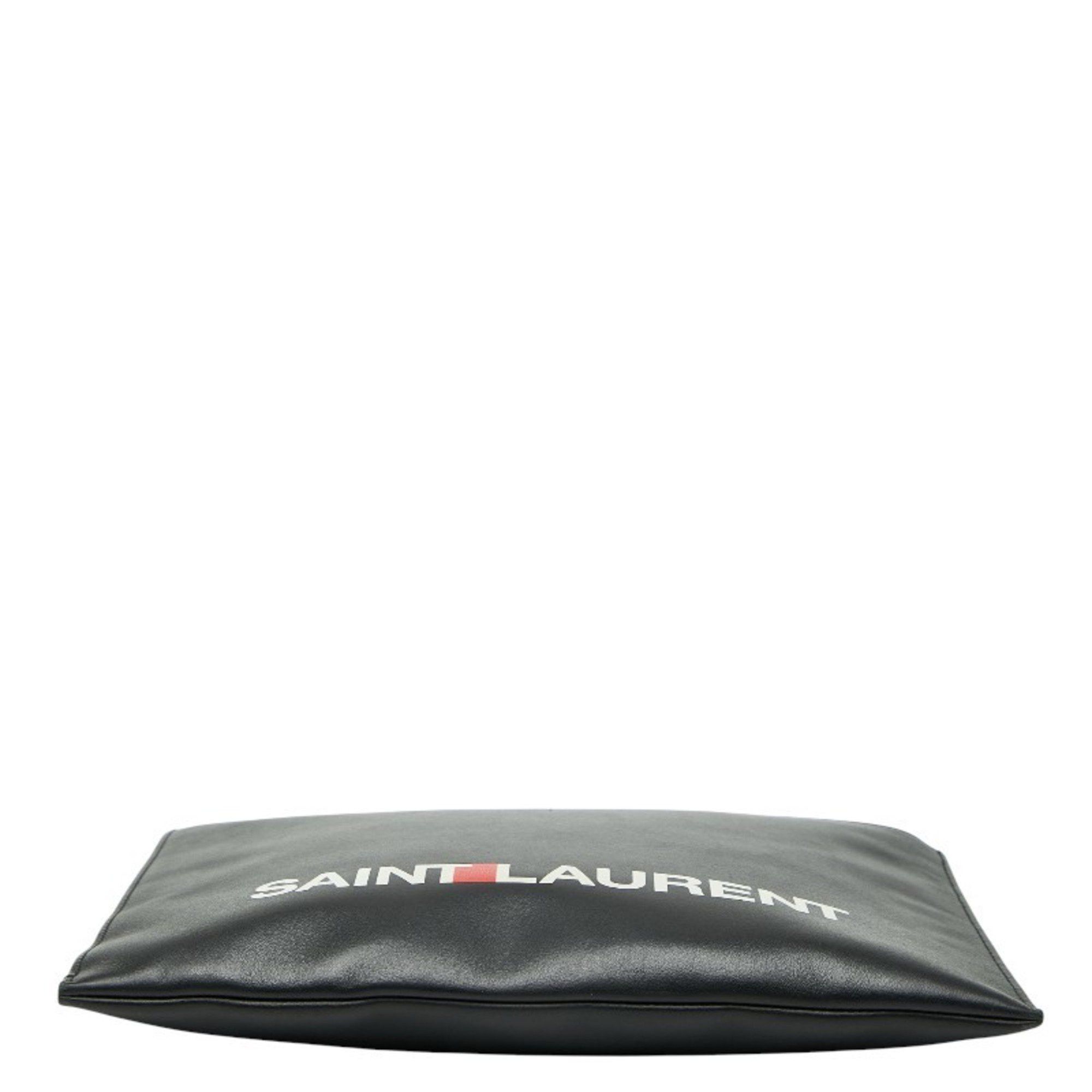 Saint Laurent Paris Saint Laurent logo clutch bag in black and white leather for women. Size ONE SIZE - 3 Thumbnail