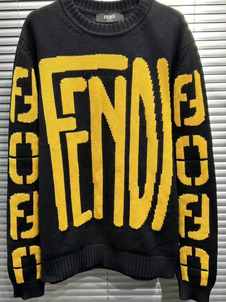Fendi Fendi Black Yellow Logo Knit Sweater - dmc Size US XXL / EU 58 / 5 - 3 Thumbnail