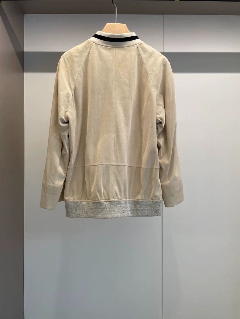 Brunello Cucinelli Brunello Cucinelli Beige Leather Jacket 46 - dmc Size US M / EU 48-50 / 2 - 2 Thumbnail