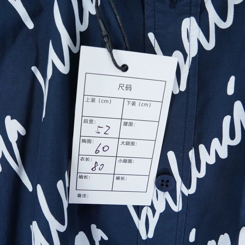 Balenciaga Balenciaga Blue Script Print Shirt - dmc Size US S / EU 44-46 / 1 - 6 Thumbnail