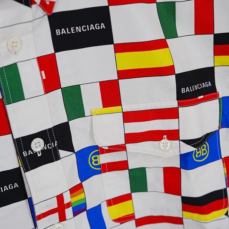 Balenciaga Balenciaga Flag Print Short Sleeve Shirt - dmc Size US M / EU 48-50 / 2 - 4 Thumbnail