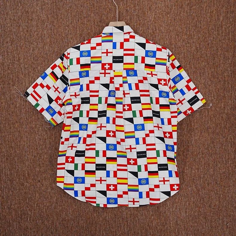 Balenciaga Balenciaga Flag Print Short Sleeve Shirt - dmc Size US M / EU 48-50 / 2 - 2 Thumbnail