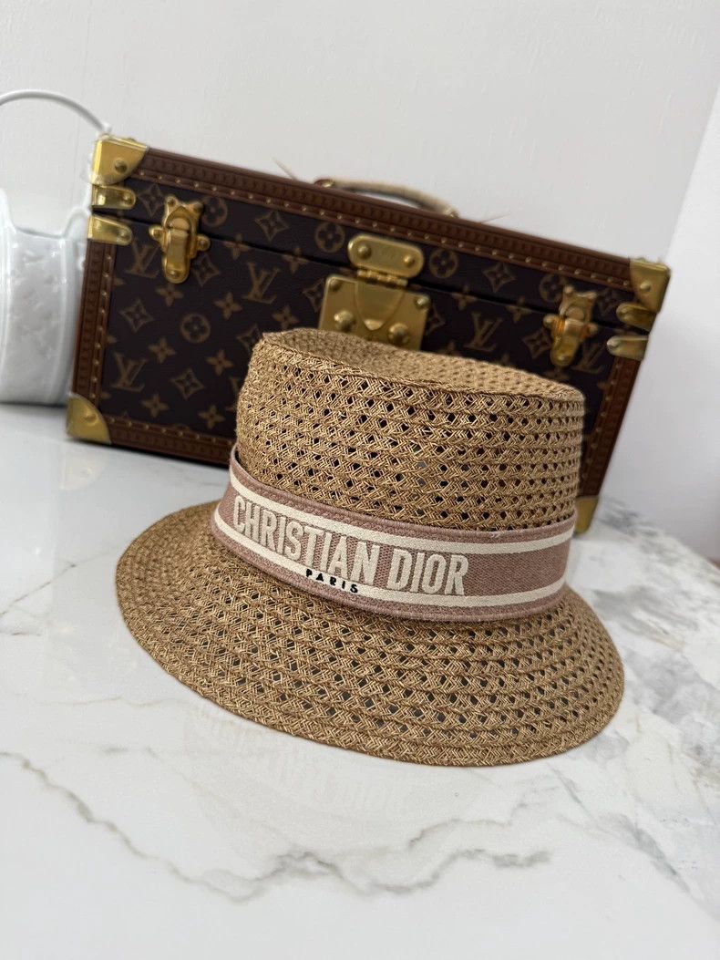 Dior Dior Pink Logo Ribbon Straw Hat - dmc Size ONE SIZE - 5 Thumbnail