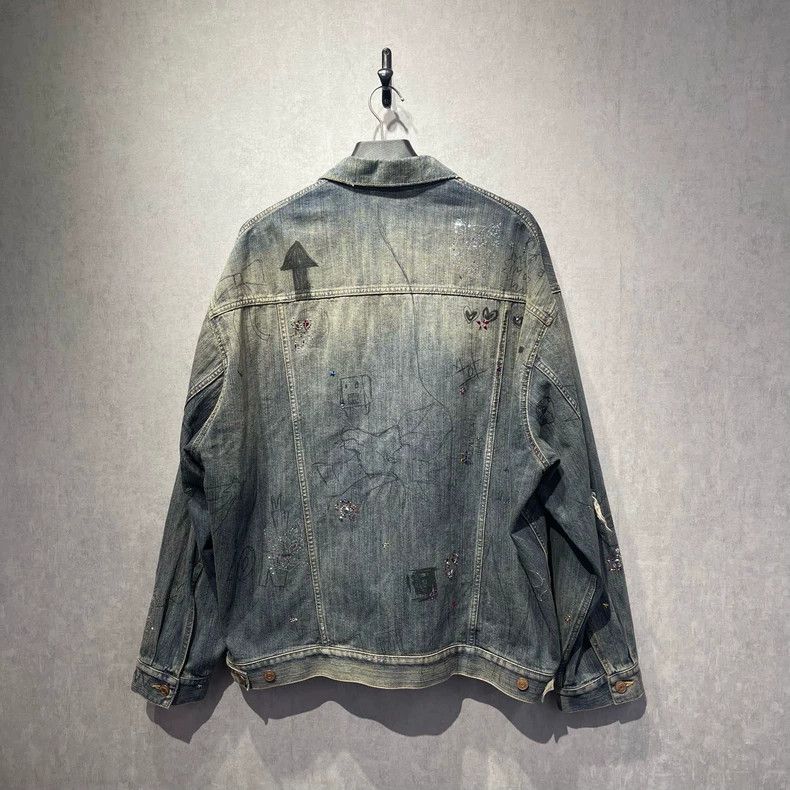 Balenciaga Balenciaga Washed Graffiti Denim Jacket - dmc Size US S / EU 44-46 / 1 - 2 Thumbnail