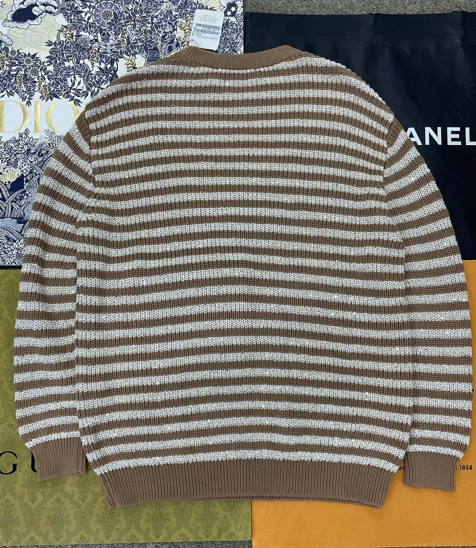 Brunello Cucinelli Brunello Cucinelli Sequin Stripe Sweater - dmc Size US XXL / EU 58 / 5 - 3 Thumbnail