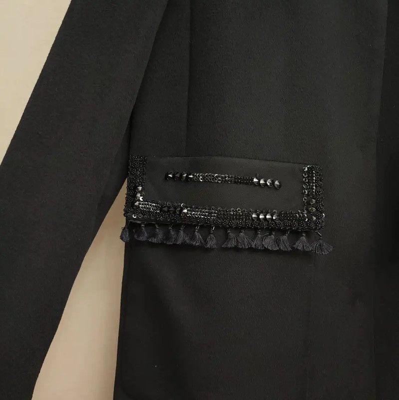 Max Mara MaxMara Black Wool Mid-Length Winter Coat 0089 Size S / US 4 / IT 40 - 5 Thumbnail