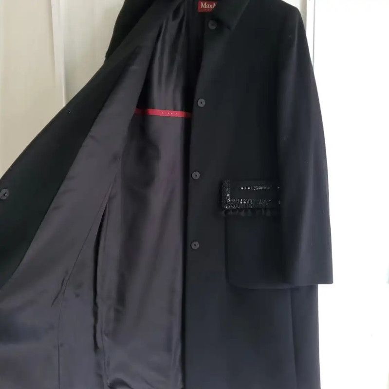 Max Mara MaxMara Black Wool Mid-Length Winter Coat 0089 Size S / US 4 / IT 40 - 2 Thumbnail