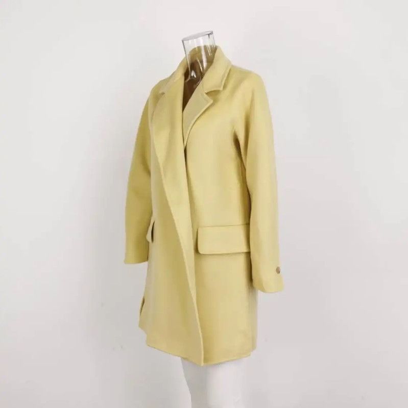 Max Mara MaxMara Yellow Cashmere Blend Coat 0089 Size L / US 10 / IT 46 - 2 Thumbnail