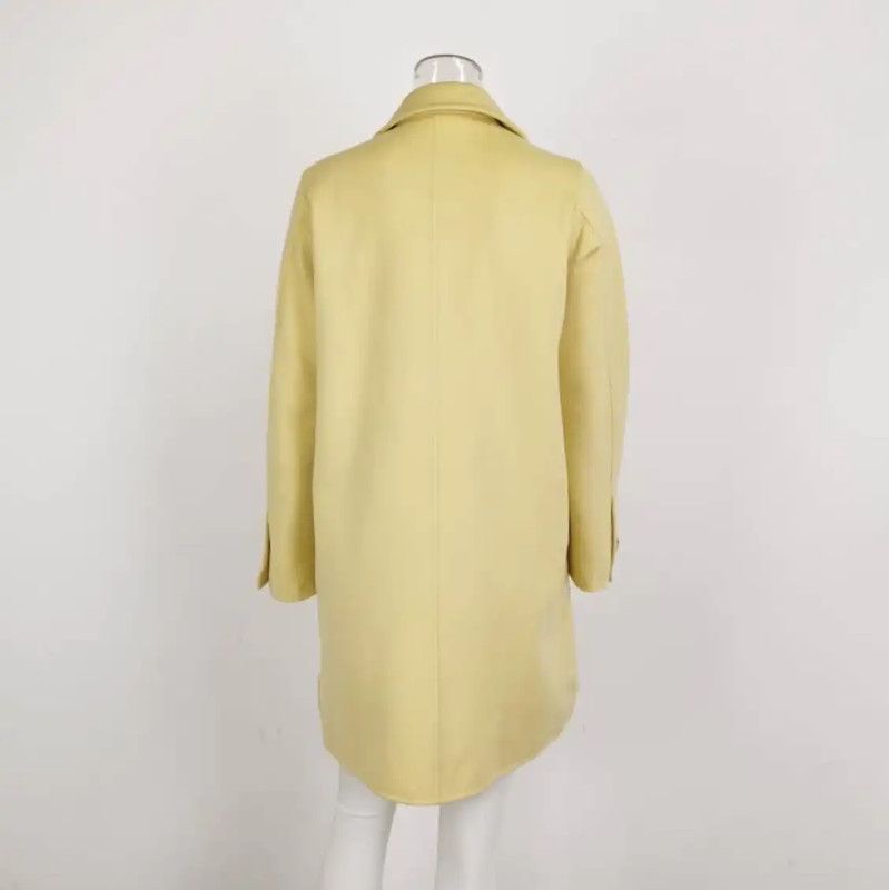 Max Mara MaxMara Yellow Cashmere Blend Coat 0089 Size L / US 10 / IT 46 - 3 Thumbnail