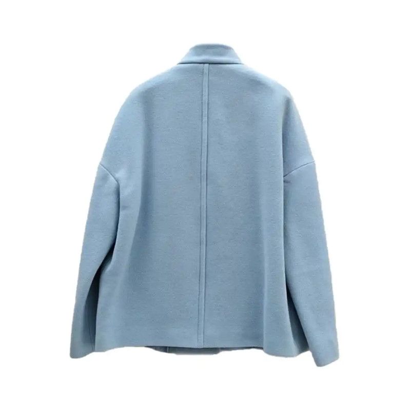 Max Mara MaxMara Light Blue Wool Short Coat 0089 Size M / US 6-8 / IT 42-44 - 2 Thumbnail
