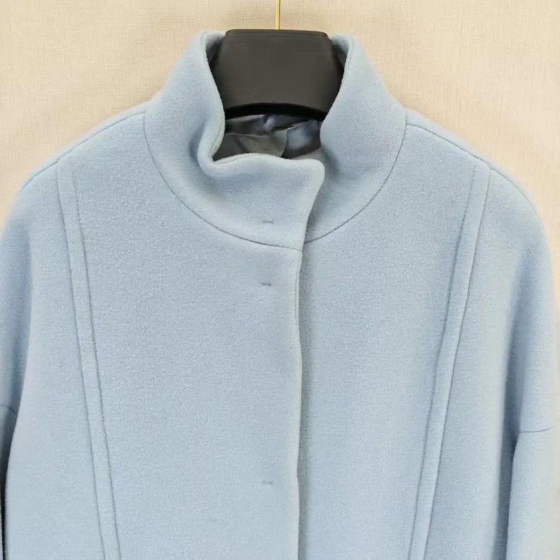 Max Mara MaxMara Light Blue Wool Short Coat 0089 Size M / US 6-8 / IT 42-44 - 3 Thumbnail