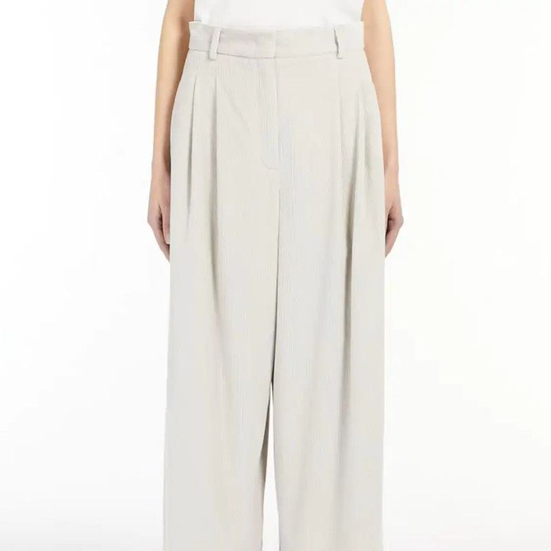 Max Mara MaxMara Women's Casual Cotton Trousers in White 0089 Size 22" - 6 Thumbnail