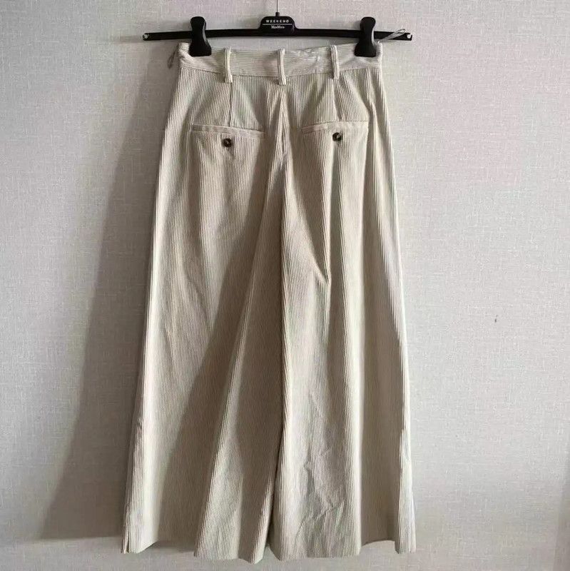 Max Mara MaxMara Women's Casual Cotton Trousers in White 0089 Size 22" - 8 Thumbnail