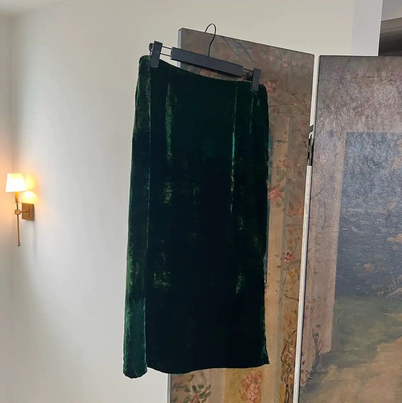 Max Mara MaxMara Green Silk Midi Skirt 0089 Size 23" - 2 Thumbnail