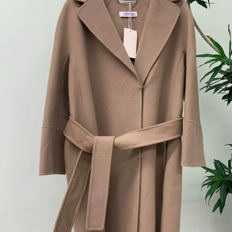 Max Mara MaxMara Khaki Belted Women's Coat 0089 Size S / US 4 / IT 40 - 5 Thumbnail