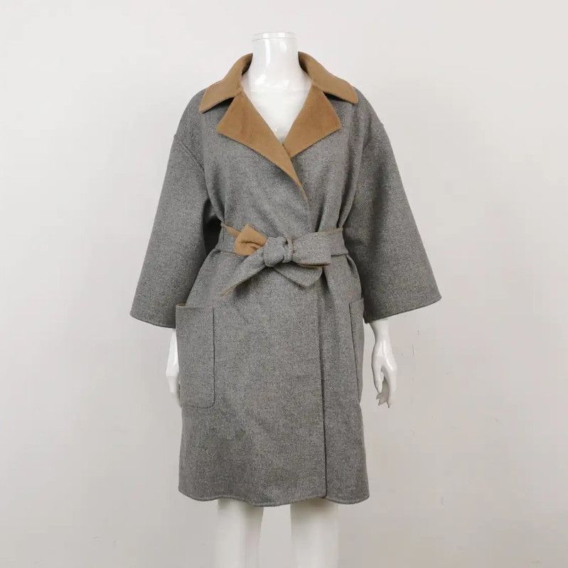 Max Mara MaxMara Stylish Brown Belted Coat for Women 0089 Size L / US 10 / IT 46 - 3 Thumbnail