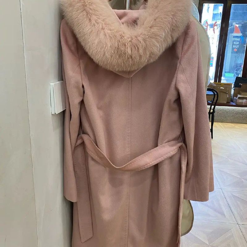 Max Mara MaxMara Pink Wool Women's Coat with Fur Collar 0089 Size S / US 4 / IT 40 - 2 Thumbnail